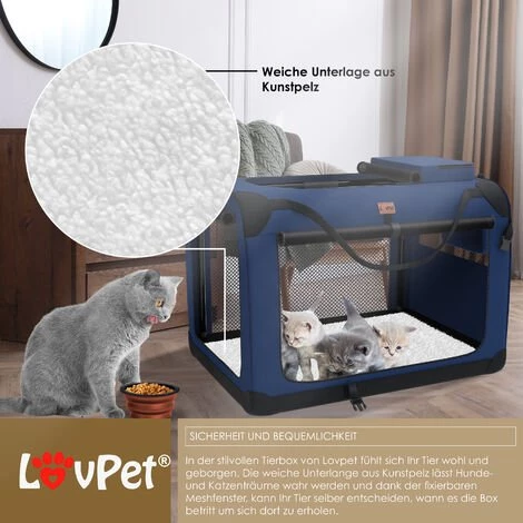 LOVPET® Caisse Pour Chien Caisse De Transport Pour Chien Pliable Avec écuelle Sac De Transport Sac De Transport Pour Chien Caisse De Transport Pour Animaux Domestiques, Chiens Et Chats Caisse De Transport Pour Animaux, M (de), Bleu Marine 4 LOVPET® Caisse Pour Chien Caisse De Transport Pour Chien Pliable Avec écuelle Sac De Transport Sac De Transport Pour Chien Caisse De Transport Pour Animaux Domestiques, Chiens Et Chats Caisse De Transport Pour Animaux, M (de), Bleu Marine – Image 4