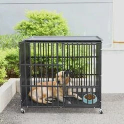 BINGO PAW Cage Pour Chien Grande Taille Cages De Transport Chien à Roulette Avec 3 Portes 95 X 81 X 57 CM -Cage, caisse et transport pour chien Soldes 53498572 4