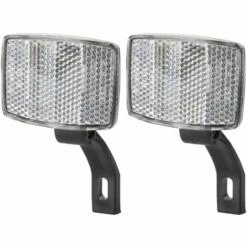 CYCLINGCOLORS 2x Réflecteur Avant Blanc Avec Support 58x42 Universel Catadioptre Réfléchissant Vélo