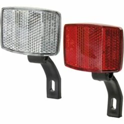 CYCLINGCOLORS Réflecteur Arrière Rouge + Avant Blanc Avec Support 58x42 Universel Catadioptre Réfléchissant Vélo