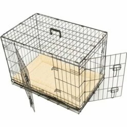 Cage Pour Chien - à Carreaux - 2 Ouvertures - 91 X 57 X 64cm - Noir - MaxxPet