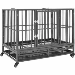 VidaXL Cage Pour Chiens Avec Roues Acier 92x62x76 Cm - Noir