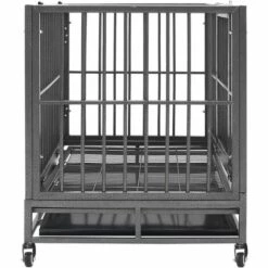 VidaXL Cage Pour Chiens Avec Roues Acier 92x62x76 Cm - Noir -Cage, caisse et transport pour chien Soldes 54139927 3