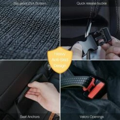 CADEAUX Housse De Siège De Voiture Pour Chien Pour Siège Arrière De Voiture/camion/SUV, Hamac De Voiture Pour Chien Imperméable Avec Fenêtres En Filet, Harnais Pour Chien, Housse De Siège De Voiture Durable Pour Animal De Compagnie, Machine Résistante Aux Rayures -Cage, caisse et transport pour chien Soldes 54404704 5