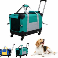 SUPERSELLER Sac De Transport Pour Chien Transporteur à Roulettes Pour Animaux De Compagnie Transporteur Pour Animaux De Compagnie Avec Roues Amovibles Poignée De Marche Télescopique Pour Chiens Ou Chats Pesant Moins De 15 Kg - Vert