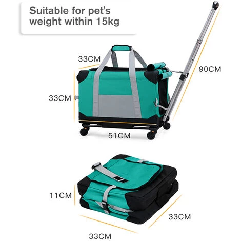 SUPERSELLER Sac De Transport Pour Chien Transporteur à Roulettes Pour Animaux De Compagnie Transporteur Pour Animaux De Compagnie Avec Roues Amovibles Poignée De Marche Télescopique Pour Chiens Ou Chats Pesant Moins De 15 Kg - Vert 5 SUPERSELLER Sac De Transport Pour Chien Transporteur à Roulettes Pour Animaux De Compagnie Transporteur Pour Animaux De Compagnie Avec Roues Amovibles Poignée De Marche Télescopique Pour Chiens Ou Chats Pesant Moins De 15 Kg - Vert – Image 5