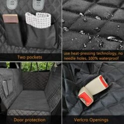 DECKON Housse De Siège De Voiture Pour Chien 100% Imperméable, Housse De Siège Pour Chien Avec Ailes Latérales, Housse De Siège Arrière Pour Animal De Compagnie-noir, Hamac Convertible C -Cage, caisse et transport pour chien Soldes 54830249 5