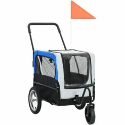 Topdeal Remorque De Vélo Pour Chiens Et Poussette 2-en-1 Gris Et Bleu FF91763_FR