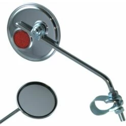 CYCLINGCOLORS 1x Rétroviseur Chromé Ø75mm Réversible Gauche Droite Avec Catadioptre Réflecteur Guidon Vélo Cycle Trottinette