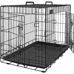 FEANDREA Cage Pour Chien, Avec 2 Portes, 107 X 70 X 77,5 Cm, Noir Par SONGMICS PPD42BK - Noir