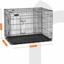 FEANDREA Cage Pour Chien, Avec 2 Portes, 107 X 70 X 77,5 Cm, Noir Par SONGMICS PPD42BK - Noir -Cage, caisse et transport pour chien Soldes 55540766 5