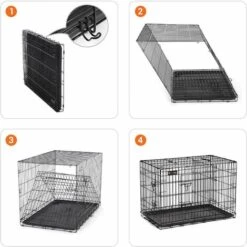 FEANDREA Cage Pour Chien, Avec 2 Portes, 92,5 X 57,5 X 64 Cm, Noir Par SONGMICS PPD36BK - Noir -Cage, caisse et transport pour chien Soldes 55540795 4