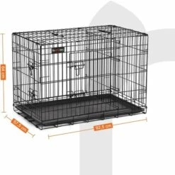 FEANDREA Cage Pour Chien, Avec 2 Portes, 92,5 X 57,5 X 64 Cm, Noir Par SONGMICS PPD36BK - Noir -Cage, caisse et transport pour chien Soldes 55540795 5
