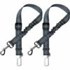 PERLE RARE Lot De 2 Voiture Ceinture De Securite Pour Chien, Avec Absorption Des Chocs Et Mousqueton Elastique Reglable Pour Chien Harnais De Securite Superieure Pour Tous Les Chiens Et Chats, Gris