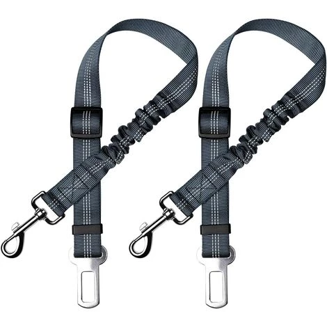 PERLE RARE Lot De 2 Voiture Ceinture De Securite Pour Chien, Avec Absorption Des Chocs Et Mousqueton Elastique Reglable Pour Chien Harnais De Securite Superieure Pour Tous Les Chiens Et Chats, Gris 1 PERLE RARE Lot De 2 Voiture Ceinture De Securite Pour Chien, Avec Absorption Des Chocs Et Mousqueton Elastique Reglable Pour Chien Harnais De Securite Superieure Pour Tous Les Chiens Et Chats, Gris