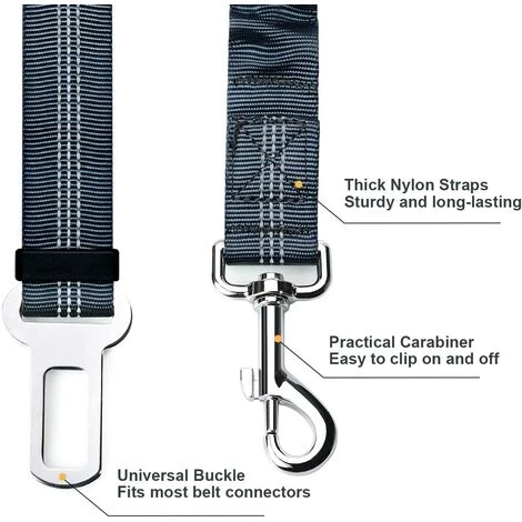 PERLE RARE Lot De 2 Voiture Ceinture De Securite Pour Chien, Avec Absorption Des Chocs Et Mousqueton Elastique Reglable Pour Chien Harnais De Securite Superieure Pour Tous Les Chiens Et Chats, Gris 2 PERLE RARE Lot De 2 Voiture Ceinture De Securite Pour Chien, Avec Absorption Des Chocs Et Mousqueton Elastique Reglable Pour Chien Harnais De Securite Superieure Pour Tous Les Chiens Et Chats, Gris – Image 2