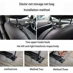 Filet De Rangement Pour Siège Auto,Filet De Voiture Une Seule Couche, Filet Avec Crochet Et Barrière En Maille Extensible, Barrière De Filet De Voiture Pour Chien, Animal De Compagnie Ou Enfants-Macaron -Cage, caisse et transport pour chien Soldes 55826159 3