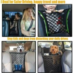 Filet De Rangement Pour Siège Auto,Filet De Voiture Une Seule Couche, Filet Avec Crochet Et Barrière En Maille Extensible, Barrière De Filet De Voiture Pour Chien, Animal De Compagnie Ou Enfants-Macaron -Cage, caisse et transport pour chien Soldes 55826159 5