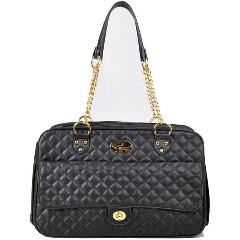 Sac De Transport Pour Petits Chiens Chats Pour Le Voyage En Voiture En Train Et En Avion Sac à Main Respirable Pour L'Animal (Noir)-Macaron 1 Sac De Transport Pour Petits Chiens Chats Pour Le Voyage En Voiture En Train Et En Avion Sac à Main Respirable Pour L'Animal (Noir)-Macaron