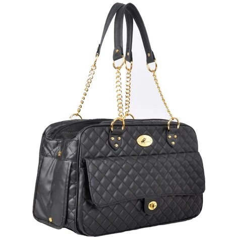 Sac De Transport Pour Petits Chiens Chats Pour Le Voyage En Voiture En Train Et En Avion Sac à Main Respirable Pour L'Animal (Noir)-Macaron 2 Sac De Transport Pour Petits Chiens Chats Pour Le Voyage En Voiture En Train Et En Avion Sac à Main Respirable Pour L'Animal (Noir)-Macaron – Image 2