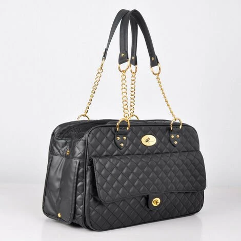 Sac De Transport Pour Petits Chiens Chats Pour Le Voyage En Voiture En Train Et En Avion Sac à Main Respirable Pour L'Animal (Noir)-Macaron 5 Sac De Transport Pour Petits Chiens Chats Pour Le Voyage En Voiture En Train Et En Avion Sac à Main Respirable Pour L'Animal (Noir)-Macaron – Image 5