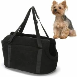 Sac Transport Chien Lavable Sac à Main Pour Petit Chien Chat Panier Transport Sac De Voyage Chihuahua Noir -Macaron