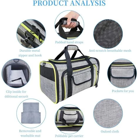 Sac De Transport Chat Chien Extensible Et Autres Animaux De Compagnie, Filet Respirant, Spacieux, Pliable Amovible Pour Voyage En Avion/Train/Voiture -Macaron 4 Sac De Transport Chat Chien Extensible Et Autres Animaux De Compagnie, Filet Respirant, Spacieux, Pliable Amovible Pour Voyage En Avion/Train/Voiture -Macaron – Image 4
