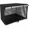 Housse Cage Pour Chien Housse Protection Pour Cage Chien En Tissu Oxford Avec Fermeture éclair, Fenêtre Maille, Durable Coupe-Vent, Pour Cage Métallique Intérieure Et Extérieure (42 Pouces)-Macaron