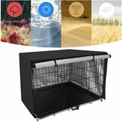 Housse Cage Pour Chien Housse Protection Pour Cage Chien En Tissu Oxford Avec Fermeture éclair, Fenêtre Maille, Durable Coupe-Vent, Pour Cage Métallique Intérieure Et Extérieure (42 Pouces)-Macaron -Cage, caisse et transport pour chien Soldes 55826169 4