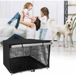 Housse Cage Pour Chien Housse Protection Pour Cage Chien En Tissu Oxford Avec Fermeture éclair, Fenêtre Maille, Durable Coupe-Vent, Pour Cage Métallique Intérieure Et Extérieure (42 Pouces)-Macaron -Cage, caisse et transport pour chien Soldes 55826169 5