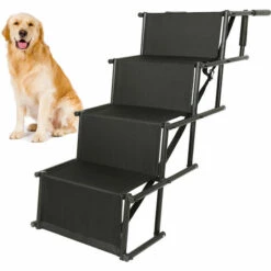 HALOYO Rampe Pour Chien, Escalier Pour Chien, Pliable, Escalier Pliant Pour Chien, Rampe Pour Chien, 165 X 43 Cm, Jusqu'à 75 Kg, Pour Les Voitures, SUV Et Lit Haut Rampe De Voiture, Aide à L'embarquement De Voiture