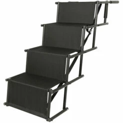 YONGQING Échelle Légère De Rampe De Voiture De Chien Avec Les Escaliers D'animal Familier De Cadre En Métal De Pliage De Fond Antidérapant Pour Les Voitures, SUV Et Lit Haut - Noir -Cage, caisse et transport pour chien Soldes 56073082 4