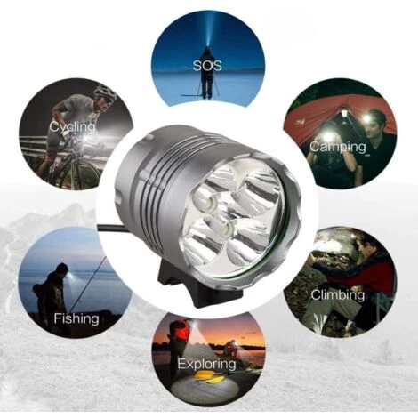 Eclairage Velo, 6000 Lumens 5 LED, Phare Avant De Vélo De Montagne étanche Avec Batterie Rechargeable 6400 MAh (blanc)-BISBISOUS 2 Eclairage Velo, 6000 Lumens 5 LED, Phare Avant De Vélo De Montagne étanche Avec Batterie Rechargeable 6400 MAh (blanc)-BISBISOUS – Image 2