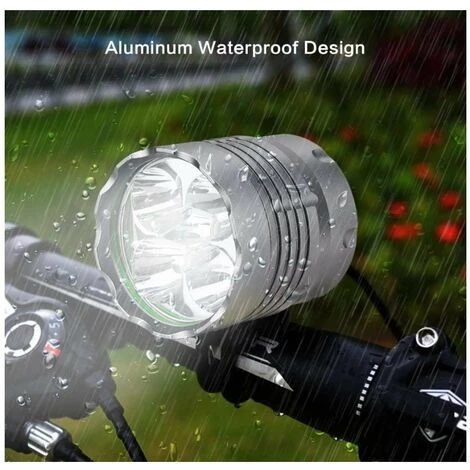 Eclairage Velo, 6000 Lumens 5 LED, Phare Avant De Vélo De Montagne étanche Avec Batterie Rechargeable 6400 MAh (blanc)-BISBISOUS 5 Eclairage Velo, 6000 Lumens 5 LED, Phare Avant De Vélo De Montagne étanche Avec Batterie Rechargeable 6400 MAh (blanc)-BISBISOUS – Image 5
