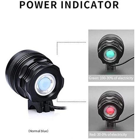 Lumières De Vélo, Phare De Vélo LED Super Lumineux, Phare Avant De Vélo De Montagne étanche Avec Batterie Rechargeable 9000 MAh (noir)-BISBISOUS 3 Lumières De Vélo, Phare De Vélo LED Super Lumineux, Phare Avant De Vélo De Montagne étanche Avec Batterie Rechargeable 9000 MAh (noir)-BISBISOUS – Image 3