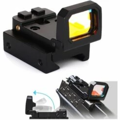 Tactique Flip Red Dot Reflex Sight - 3 MOA Mini Pistol Sight Avec RMR Mount Et 20mm Rail Pour Glock MOS Pistolet, Noir Avec Mont (noir)-BISBISOUS