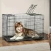 IZTOSS Cage Chien 83x60x66cm - Qualité Cage Pour Chien, Chat, Animal Domestique - Pliable Et Transportable Avec Poignées Et 2 Plateau - Noir