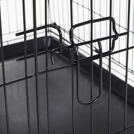 IZTOSS Cage Chien 83x60x66cm - Qualité Cage Pour Chien, Chat, Animal Domestique - Pliable Et Transportable Avec Poignées Et 2 Plateau - Noir 4 IZTOSS Cage Chien 83x60x66cm - Qualité Cage Pour Chien, Chat, Animal Domestique - Pliable Et Transportable Avec Poignées Et 2 Plateau - Noir – Image 4