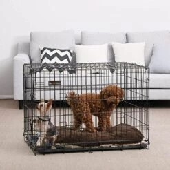 FEANDREA 2 Portes Cage Pour Chien Pliable Et Transportable Avec Poignées Et Plateau 91 X 58 X 64cm Par SONGMICS PPD36H - Noir -Cage, caisse et transport pour chien Soldes 5726133 3