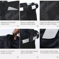 TINOR Panier De Vélo, Amovible Vélo Guidon Panier, Cycle Avant Toile Panier Transporteur Sac Pet Carrier En Alliage D'Aluminium Pour VTT, Pique-Nique, Shopping, Petit Animal Domestique (Le Noir) -Cage, caisse et transport pour chien Soldes 57911719 4