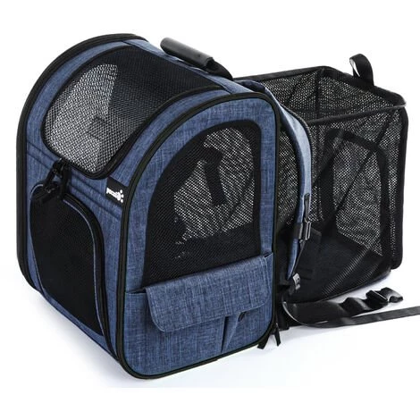 Pecute Sac à Dos Chat Chien Extensible 90%, Sac Transport Pour Chat Petit Chien Respirant, Sac A Dos De Transport Chat Avec Matelas En Peluche Amovible, Pour Voyage En Train/Voiture/Restaurant/Avion, Bleu 1 Pecute Sac à Dos Chat Chien Extensible 90%, Sac Transport Pour Chat Petit Chien Respirant, Sac A Dos De Transport Chat Avec Matelas En Peluche Amovible, Pour Voyage En Train/Voiture/Restaurant/Avion, Bleu