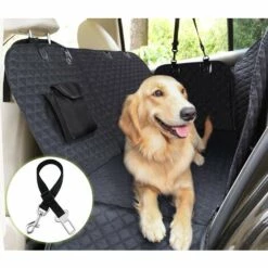 Pecute Housses De Siège D'auto Pour Chien Universelle, Housse Protection De Siège D'arrière Avec Poche De Rangement, Housse Banquette Imperméable Pour Voiture Et SUV Tansport Chien(146 X 136cm,Noir)