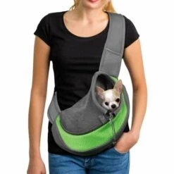 DENUOTOP Sac De Transport Pour Chat/Chien Sac Bandoulière Pour Chien Et Chat Chien Chiot Chat épaule Pour Animaux De Compagnie Sling Sac Transporteur M Vert
