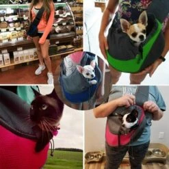 DENUOTOP Sac De Transport Pour Chat/Chien Sac Bandoulière Pour Chien Et Chat Chien Chiot Chat épaule Pour Animaux De Compagnie Sling Sac Transporteur M Vert -Cage, caisse et transport pour chien Soldes 58280860 5