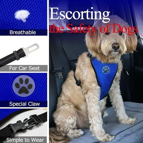 ABCRITAL Ceinture De Sécurité Pour Chien, Harnais De Voiture Pour Chien, Sangle De Connecteur De Véhicule De Voiture Résistante À L'Usure 2021 Pour Chiens Avec Gilet En Tissu À Double Maille Respirant 2 ABCRITAL Ceinture De Sécurité Pour Chien, Harnais De Voiture Pour Chien, Sangle De Connecteur De Véhicule De Voiture Résistante À L'Usure 2021 Pour Chiens Avec Gilet En Tissu À Double Maille Respirant – Image 2