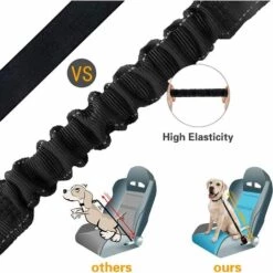 ABCRITAL Ceinture De Securite Pour Chien Avec Absorption Des Chocs Et Mousqueton Elastique Reglable Convient Aux Chiens Moyens Et Grands Avec Bande Réfléchissante ( Noir 1 Pièces ) -Cage, caisse et transport pour chien Soldes 58344890 3