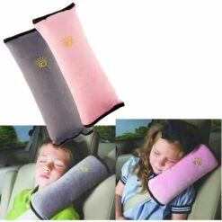 ABCRITAL 2 Pcs Auto Oreiller De Voiture Ceinture De Sécurité Protéger, Épaulière, Ajuster Véhicule Siège Ceinture Coussin Pour Enfants (Gris, Rose)