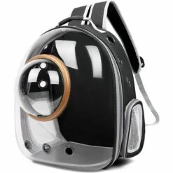 TINOR Sac à Dos Pour Chat, Sac à Dos Pour Chat En Plein Air, Sac à Dos Transparent Pour Chien, Sac à Dos Pour Animaux De Compagnie à Capsule Spatiale Ventilée(Le Noir, Couverture Transparente)