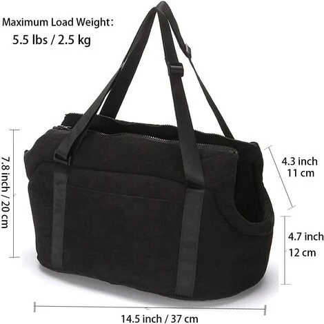 AOUGO Sac De Transport Pour Chien Lavable Sac à Main Pour Chat Sac De Transport Pour Chien Panier De Transport Pour Lapin Sac De Voyage En Velours Côtelé Pour Animaux De Compagnie De La Campagne, Noir M 2 AOUGO Sac De Transport Pour Chien Lavable Sac à Main Pour Chat Sac De Transport Pour Chien Panier De Transport Pour Lapin Sac De Voyage En Velours Côtelé Pour Animaux De Compagnie De La Campagne, Noir M – Image 2