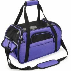 GALOZZOIT Sac Transport Chat Porté Main Ou Épaule Pour Chiot Chaton Panier Transport Chat Pour Voyage En Avion Train Voiture Avion Homologué(L Violet)